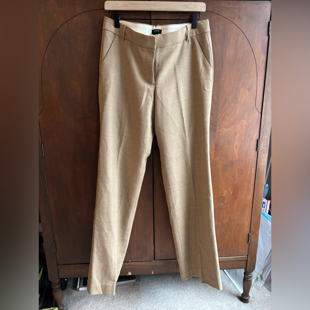 J Crew Favorite Fit Tan Wool Trousers size 8